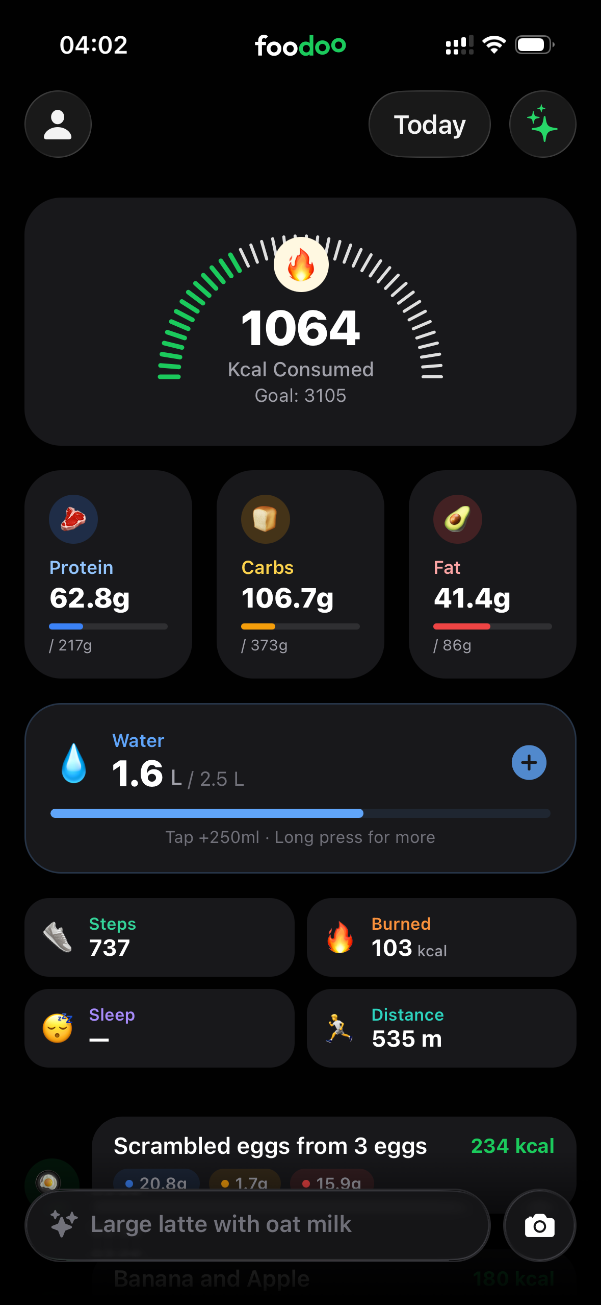 foodoo app screenshot showing meal analysis